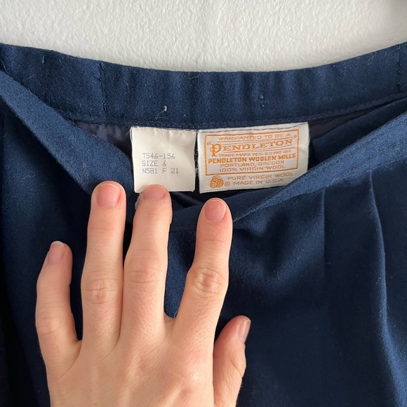 Vintage Pendleton 100% Wool Navy Midi Skirt - Picture 2 of 4